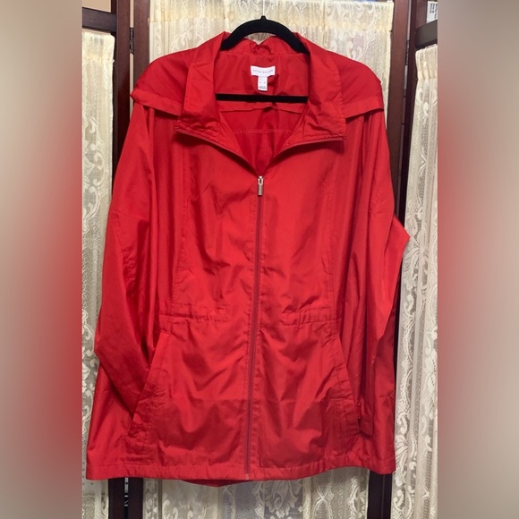 SUSAN GRAVER RED HOODED JACKET  WINDBREAKER - SZ XL - Picture 2 of 6